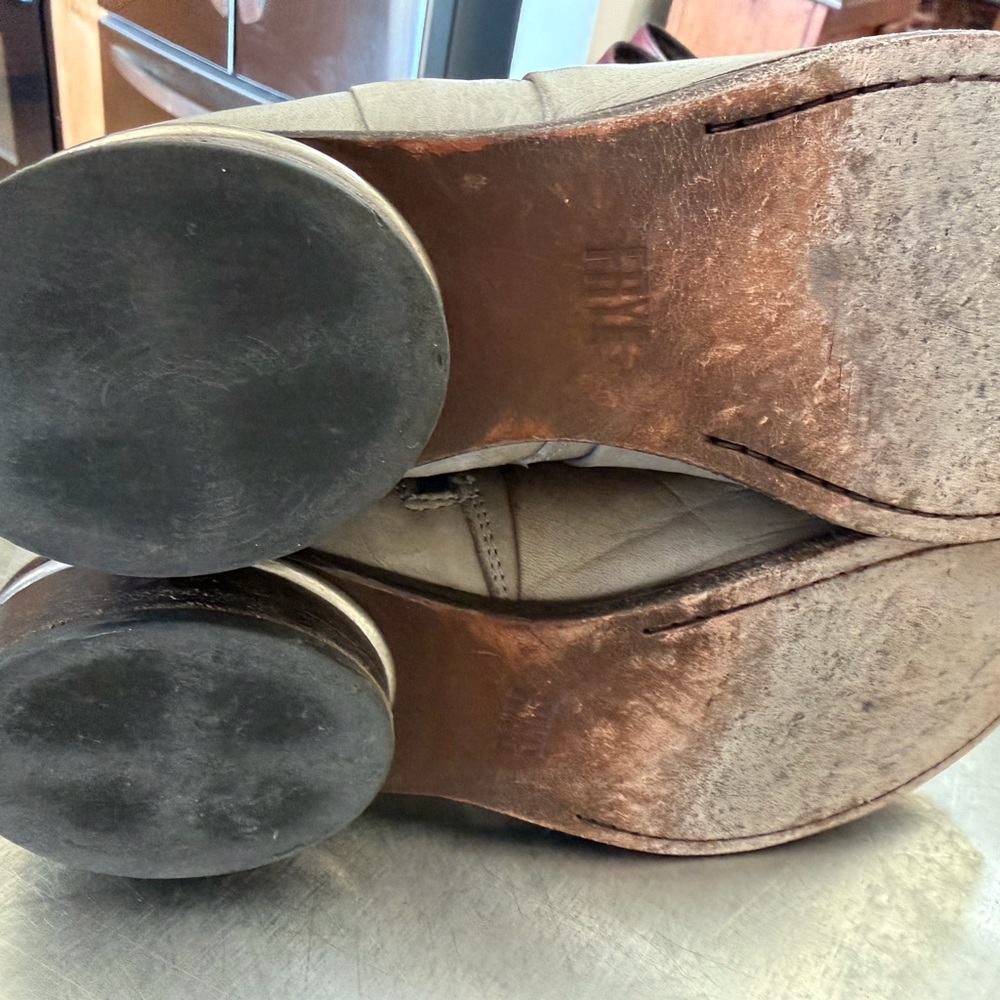 Frye Light Gray Leather Ankle Booties - Picture 4 of 7